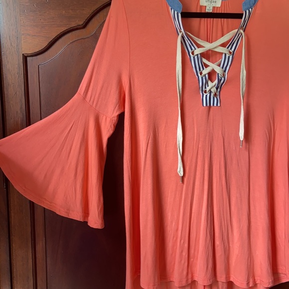 SPRING SALE 🎉 Umgee Coral Flutter Coral Coast Tunic Top - Picture 5 of 8